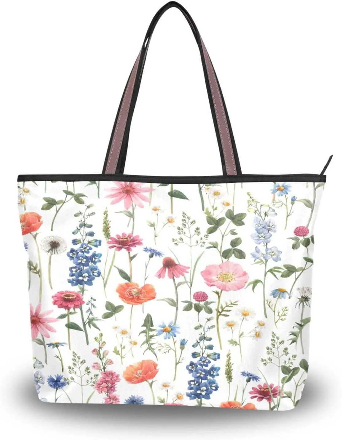 Tote Bag for Women with Zipper,Polyester Tote Purse Holiday Tote Bag Work Handbag Women Gift