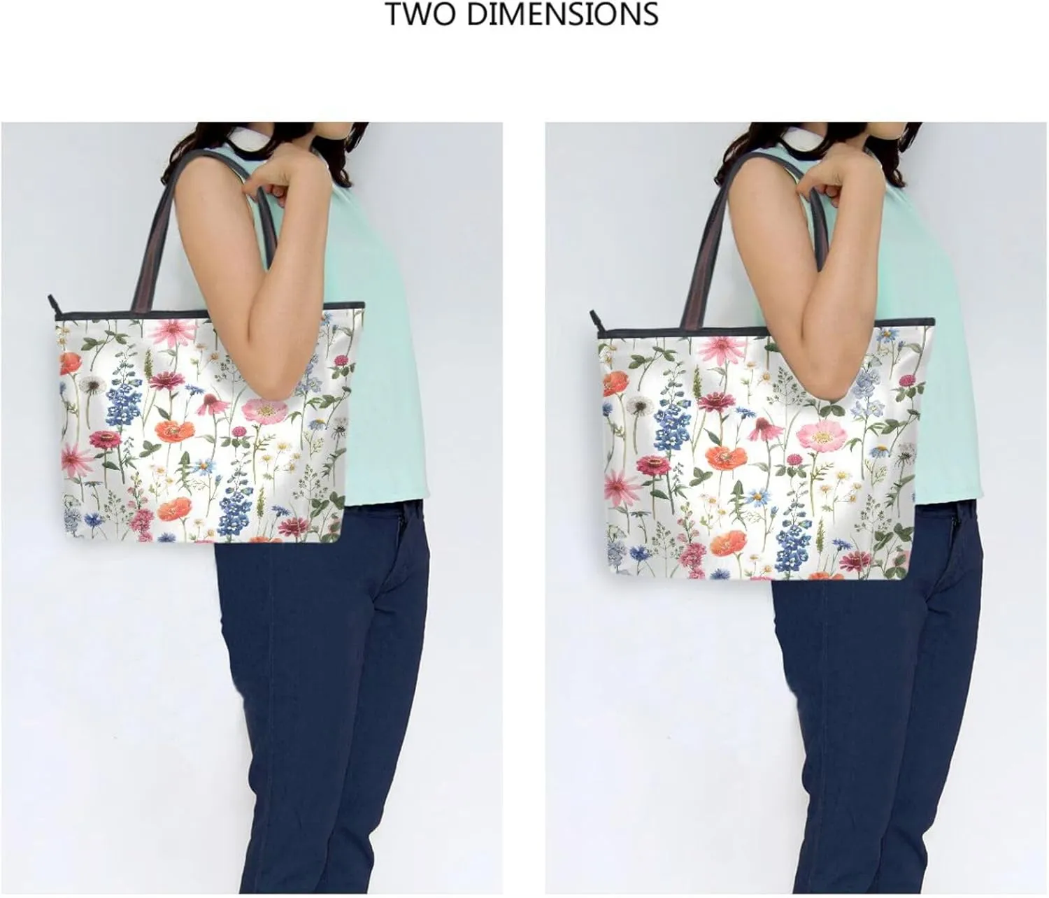 Tote Bag for Women with Zipper,Polyester Tote Purse Holiday Tote Bag Work Handbag Women Gift