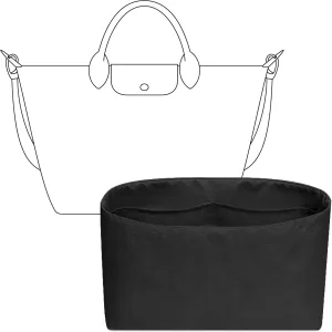 Tote Bag Organizer Insert for Le Pliage Energy S Handbag, Custom Fit Inside Premium Matte Black S Lightweight WaterResistant Purse Insert with Cup Holder Accessories