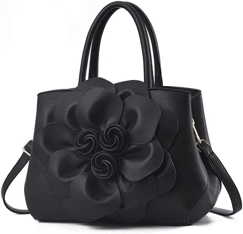 Tote Top-handle Handbags for Women 3D Floral Purse PU Leather Hobo Crossbody Shoulder Bag Satchel