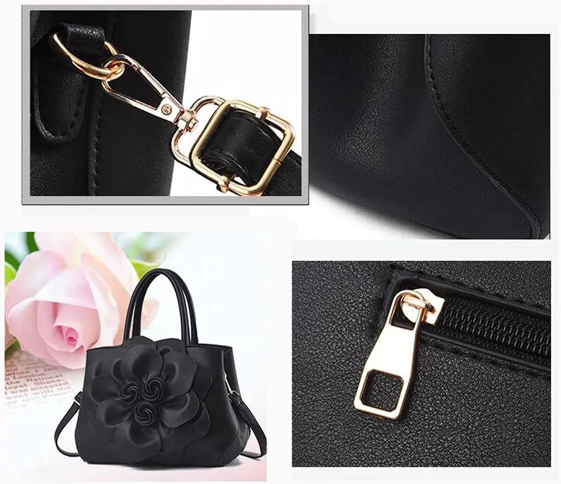 Tote Top-handle Handbags for Women 3D Floral Purse PU Leather Hobo Crossbody Shoulder Bag Satchel
