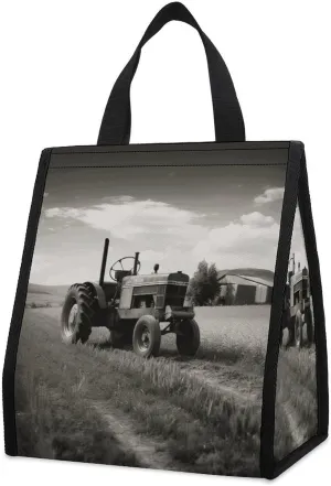 Tractor Agriculture Tranquil Insulated Lunch Bag Box Large Lunchboxes with Pocket Leakproof Lunch Tote Reusable Cooler Bags Cute Lunch Sack for Women Men Work Travel Picnic