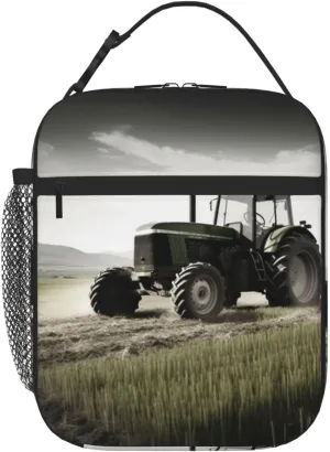 Tractor Agriculture Tranquil Lunch Bag for Women Men Reusable Lunch Tote Bags Insulated Lunch Box Leakproof Lunch Pail Bag Large Capacity Cooler Food Lunch Containers for Work Travel Outdoor