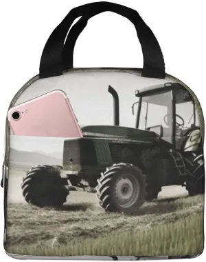 Tractor Agriculture Tranquil Lunch Bag for Women Men Reusable Lunch Tote Bags Insulated Lunch Box Leakproof Meal Bag Large Capacity Cooler Food Containers for Work Travel Outdoor