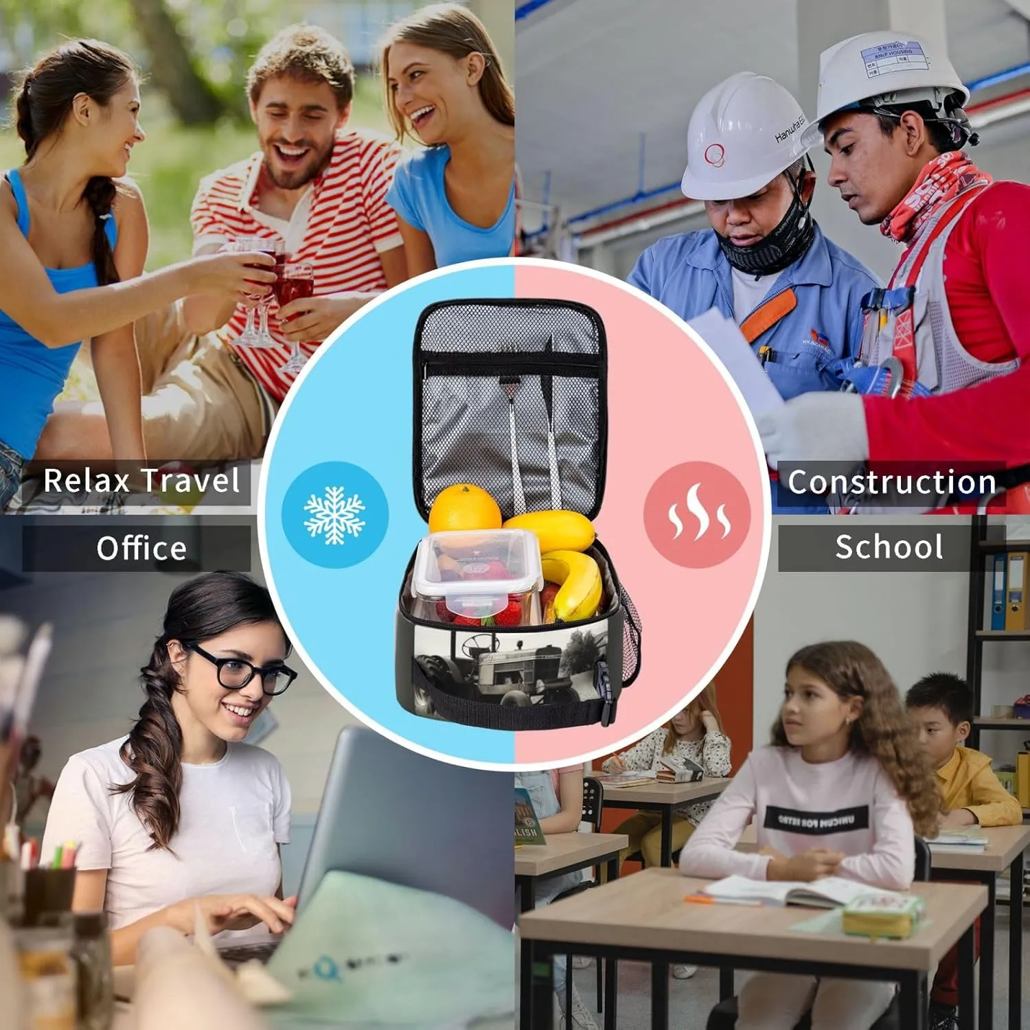 Tractor Agriculture Tranquil Lunch Bag Insulated Lunch Box for Women Men Reusable Lunch Tote Cooler Bag for Office Work