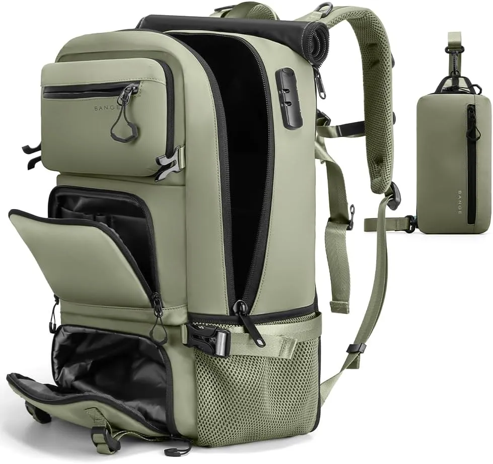 Travel backpack Carry-on Travel Backpack For Women Men Flight Approved Business Weekender Overnight Waterproof Daypack (Green)