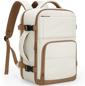 Travel Backpack For Women, Carry On Backpack for Men Flight Approved Airline Personal Item Travel Bag TSA Business 17.3 in Laptop Mochila, Travels Essentials Bookbag for Work Nurse Hiking (Beige)