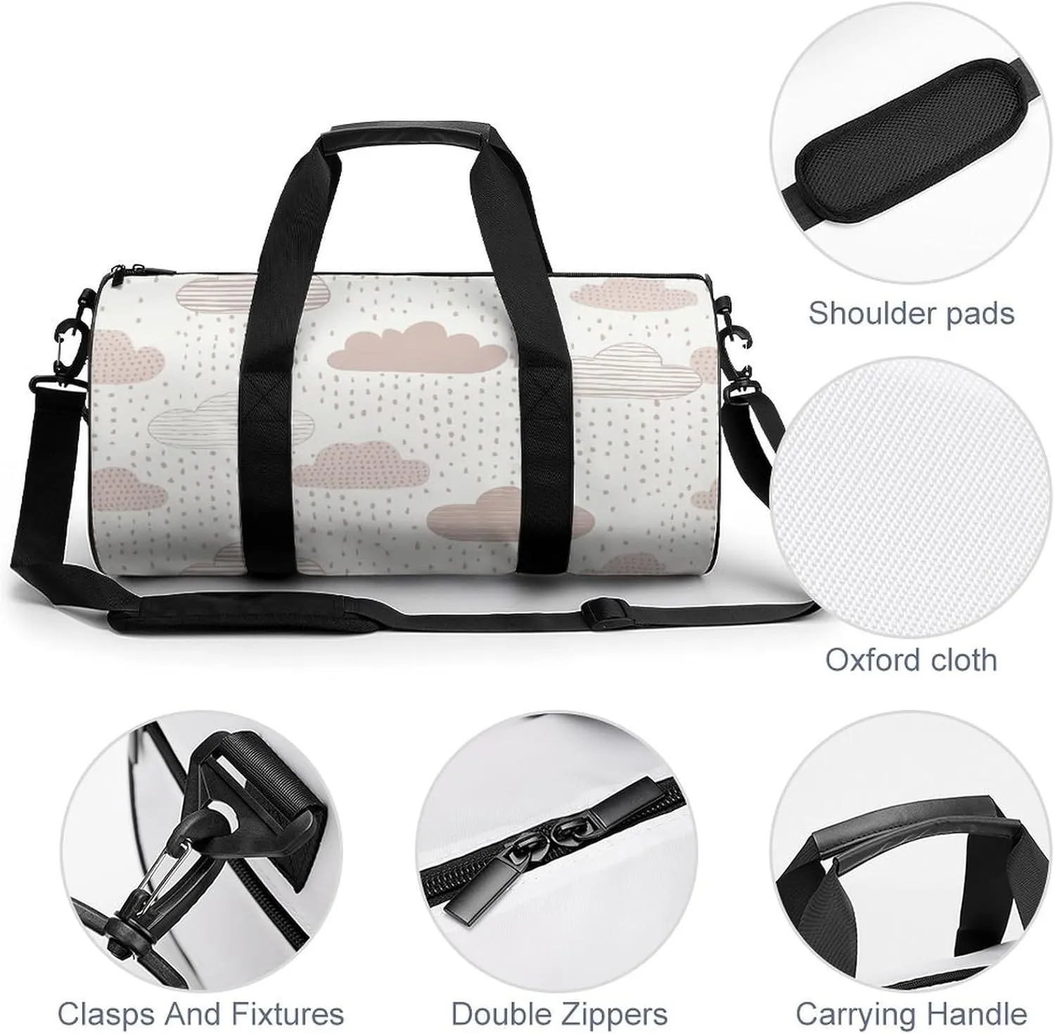 Travel Duffel Bag for Men And Women,Light Peach And Beige Waterproof Sports Fitness Bag Portable Travel Duffel Bag