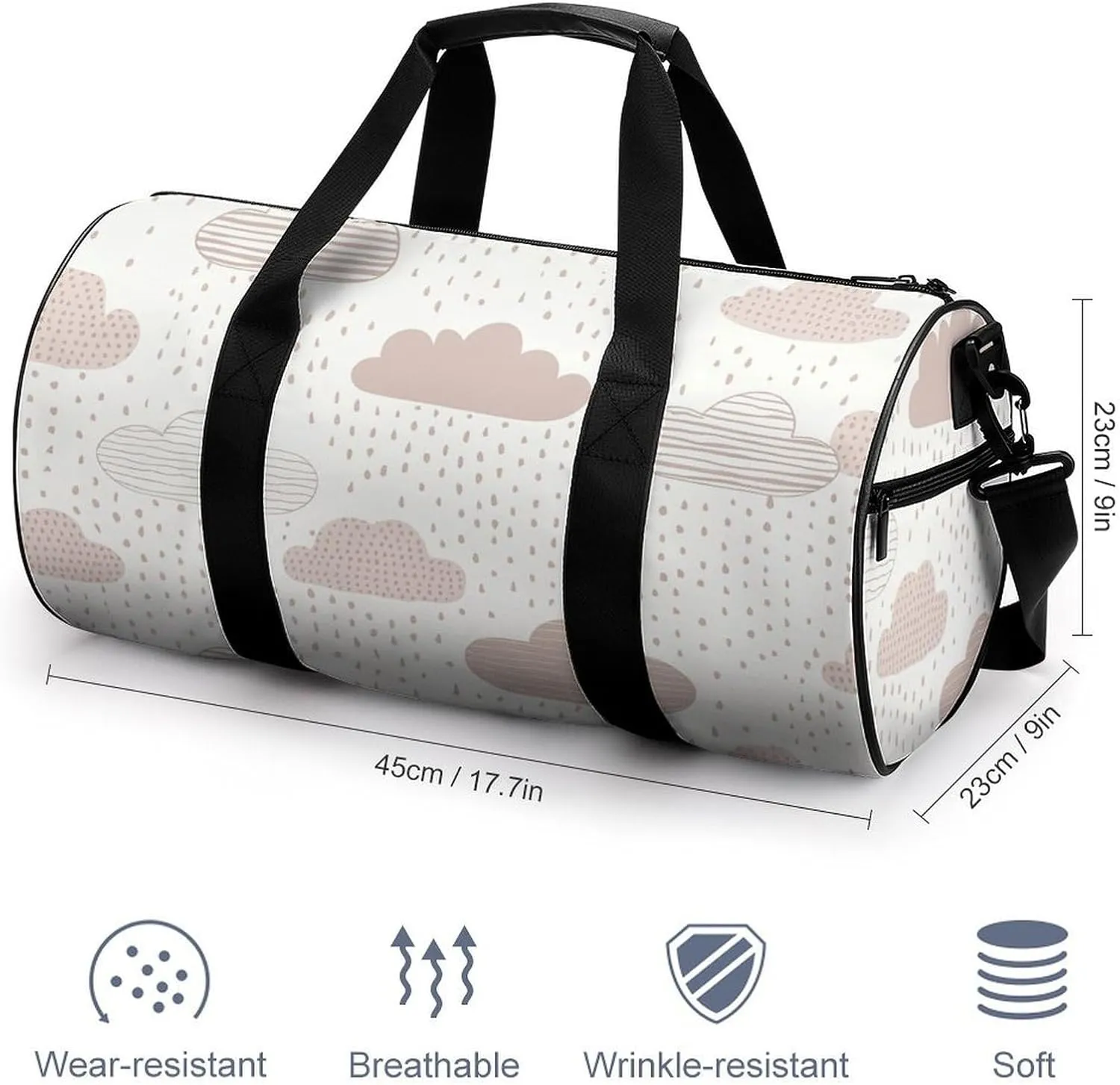 Travel Duffel Bag for Men And Women,Light Peach And Beige Waterproof Sports Fitness Bag Portable Travel Duffel Bag