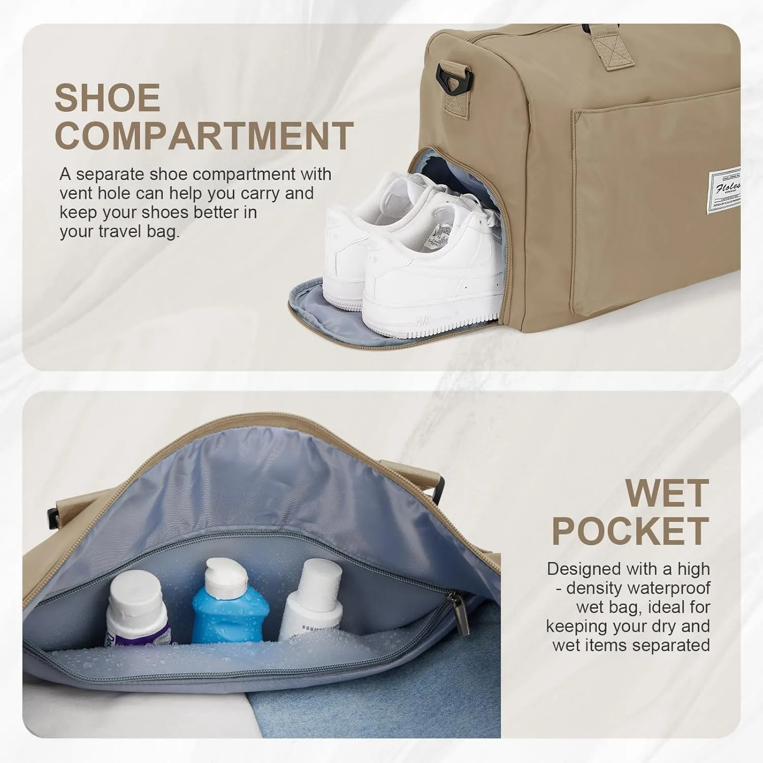 Travel Duffle Bag, Weekender Bag Women Mens Sports Gym Bag with Shoes Compartment and Wet Pocket, Travel Bag for Airplane Waterproof Overnight Bag Carry On Tote Bags Hospital Holdalls Luggage