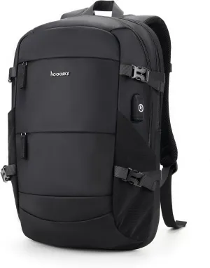 Travel Laptop Backpack with USB Charging Port, TSA Flight Approved carry on suitcase with 15.6" Notebook Compartment, Lightweight Computer Anti-theft Bag, Casual Commuter Daypack for Women & Men Black