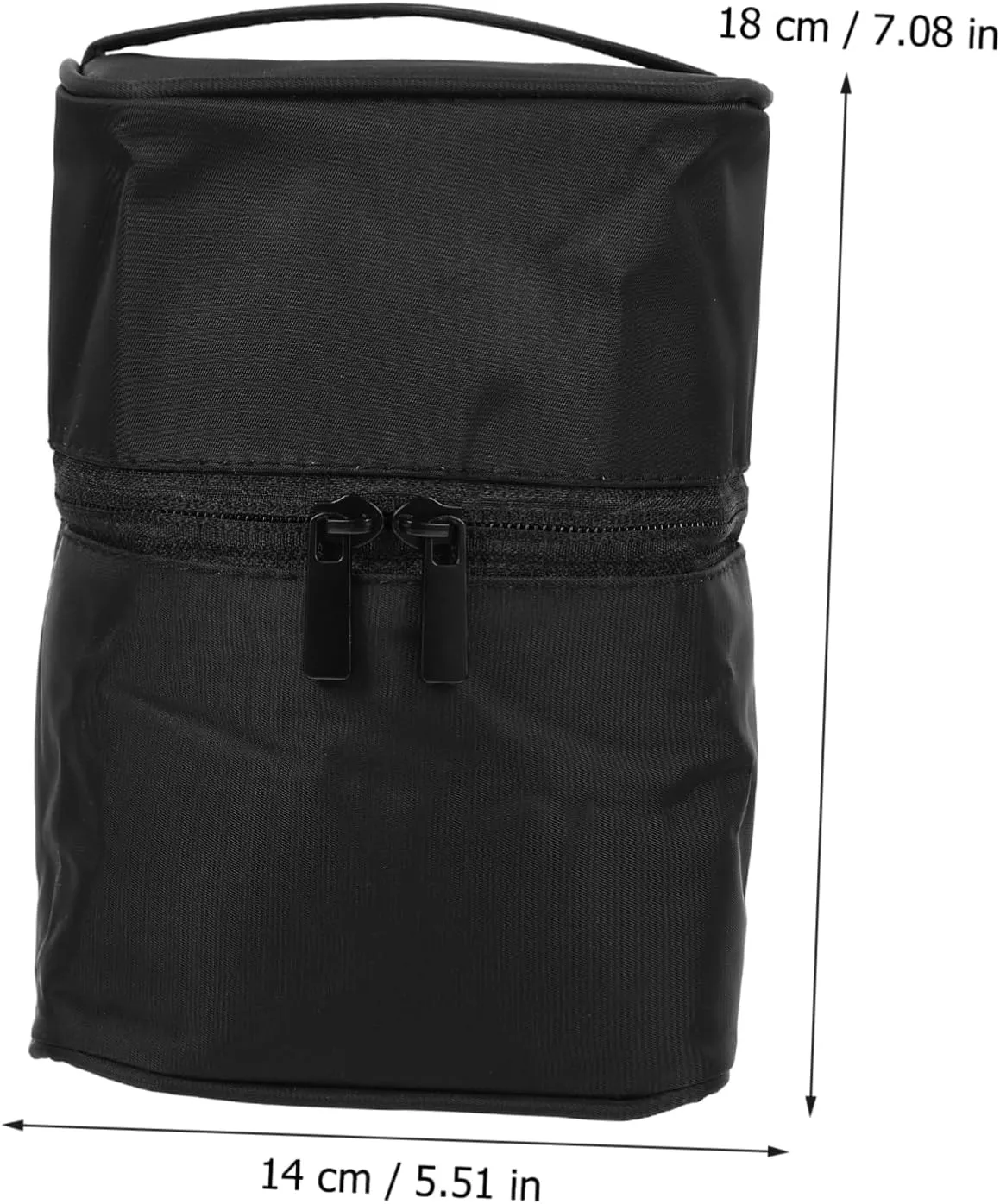 Travel Large Toiletries Organizer Bag Portable Style Waterproof with Handle Capacity Cylinder, Black, 18x14cm