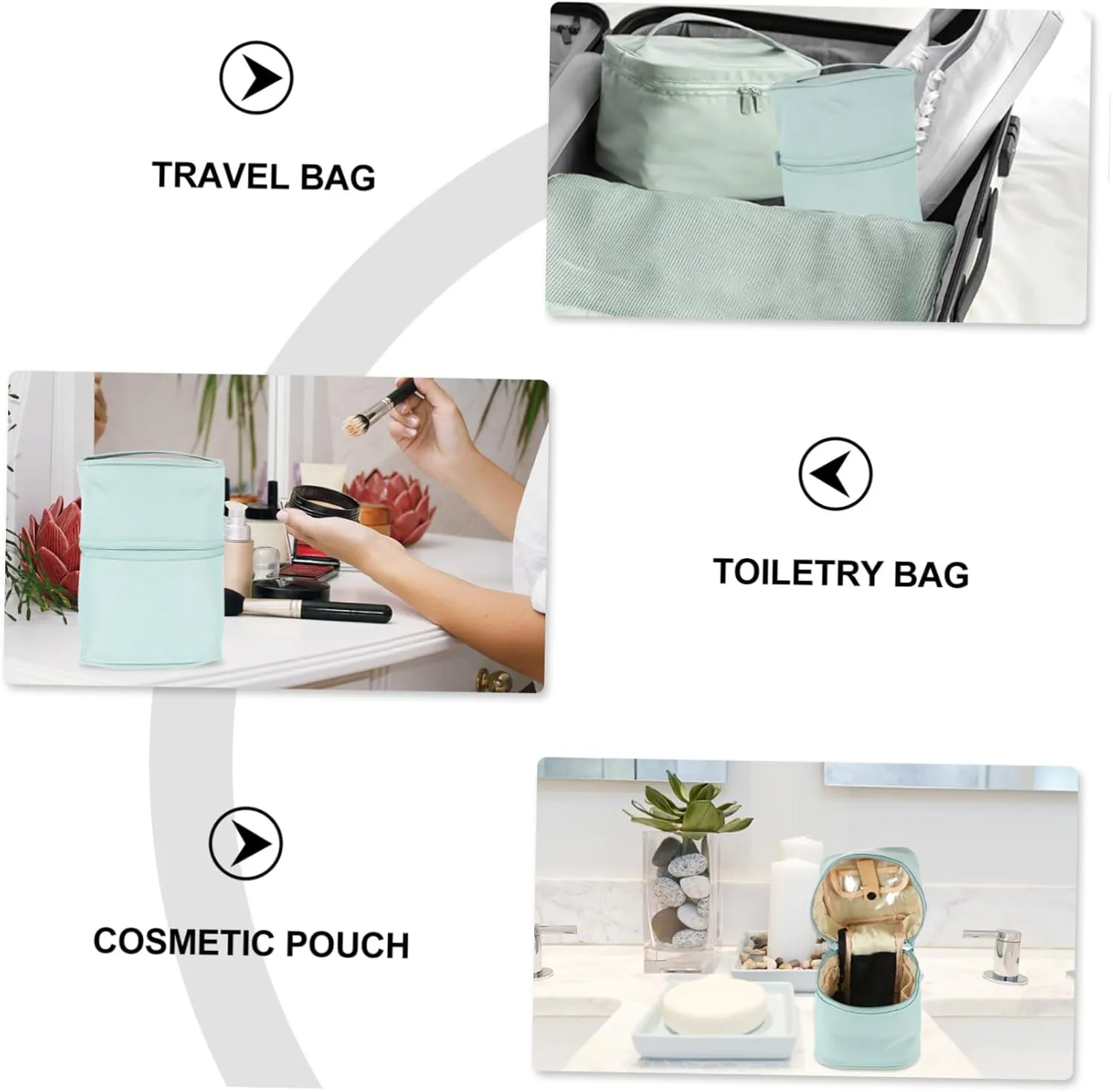 Travel Large Toiletries Organizer Bag Portable Style Waterproof with Handle Capacity Cylinder, Blue, 18x14cm