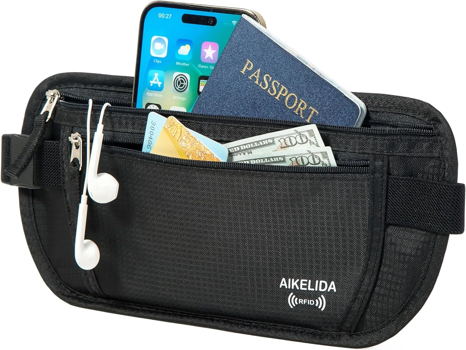 Travel Money Belt - Slim Passport Holder Travel Wallet with RFID Blocking Travel Pouch Undercover Fanny Pack for Women Men