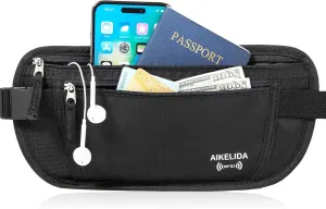 Travel Money Belt - Slim Passport Holder Travel Wallet with RFID Blocking Travel Pouch Undercover Fanny Pack for Women Men