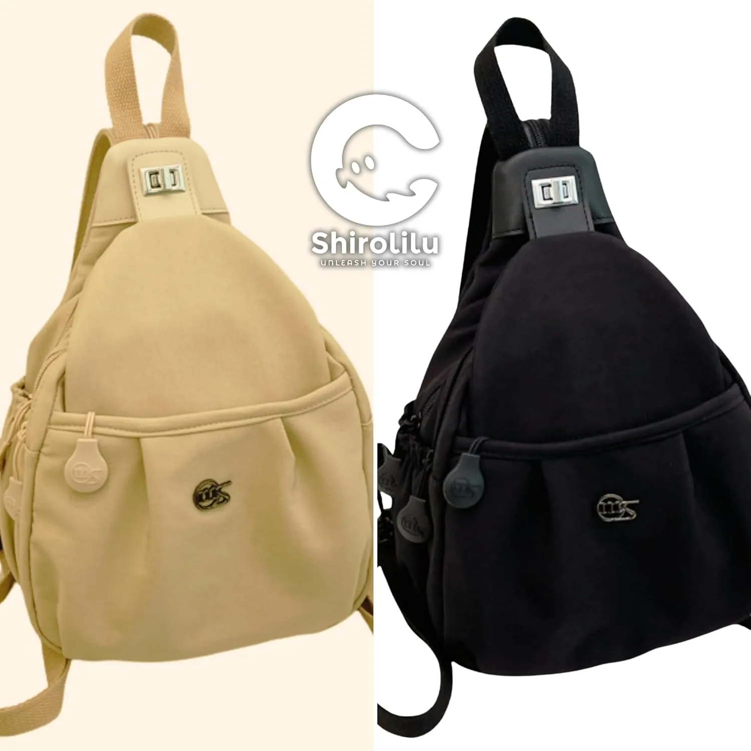 Travel Reflective Convertible Sling Backpack Key Ring Strap, Large Capacity Water Resistant Anti-Theft Crossbody (Teardrop Khaki)