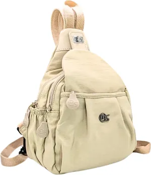 Travel Reflective Convertible Sling Backpack Key Ring Strap, Large Capacity Water Resistant Anti-Theft Crossbody (Teardrop Khaki)