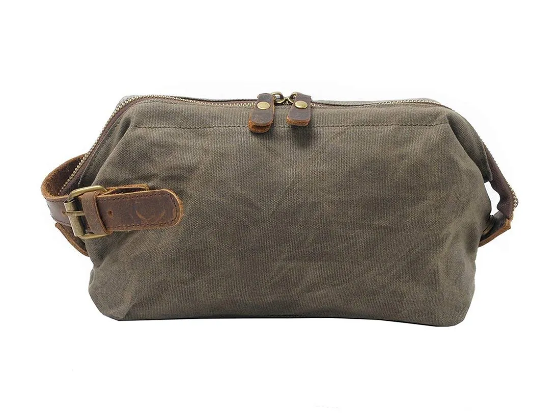 Travel Toiletry Bag Waterproof Waxed Canvas Makeup Shaving Dopp Kit