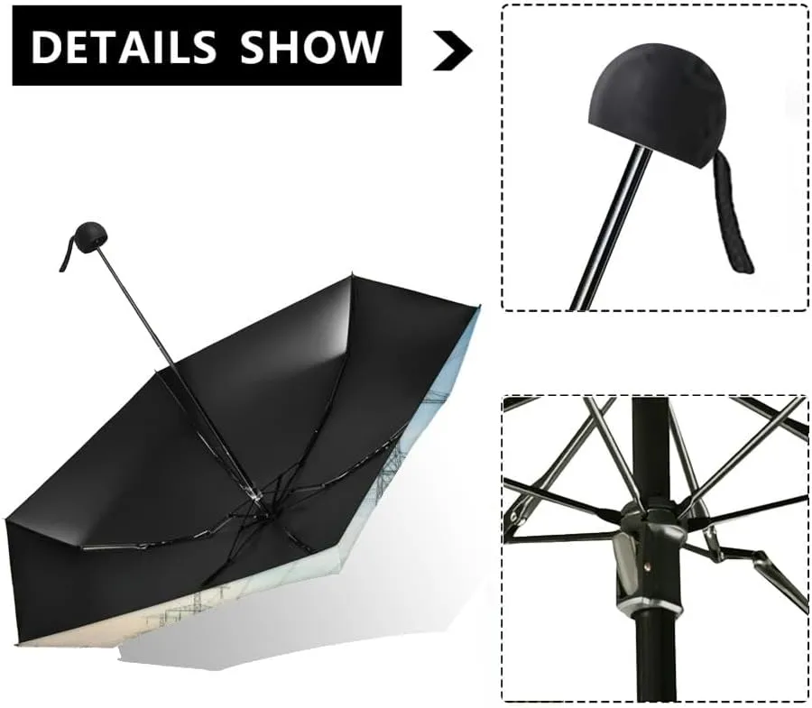 Travel Umbrella for Rain Windproof Sky Cloud Sky Cloudscape Sunset Overcast Automatic Cute Portable Compact Umbrella for Women Purse Backpack Car Black Sun UV Protection