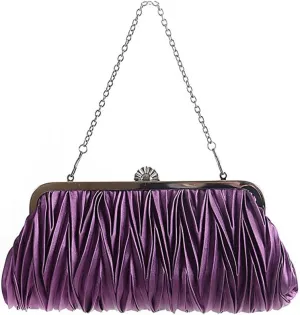 trendy handbags wallet clutch Cocktail Evening Handbags party bag for wedding Satin Pleated Bag purse handbag clutch bag purple dinner party dinner bag