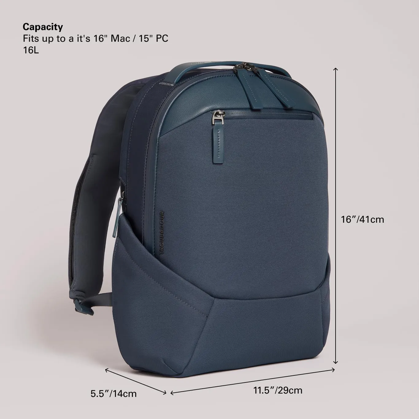 Troubadour Apex Compact Backpack 3.0 - Premium Waterproof Laptop Backpack Fits Up to 16" - Ergonomic Design for Work and Travel - Stylish Compact Backpack with 5-Year Guarantee - Navy