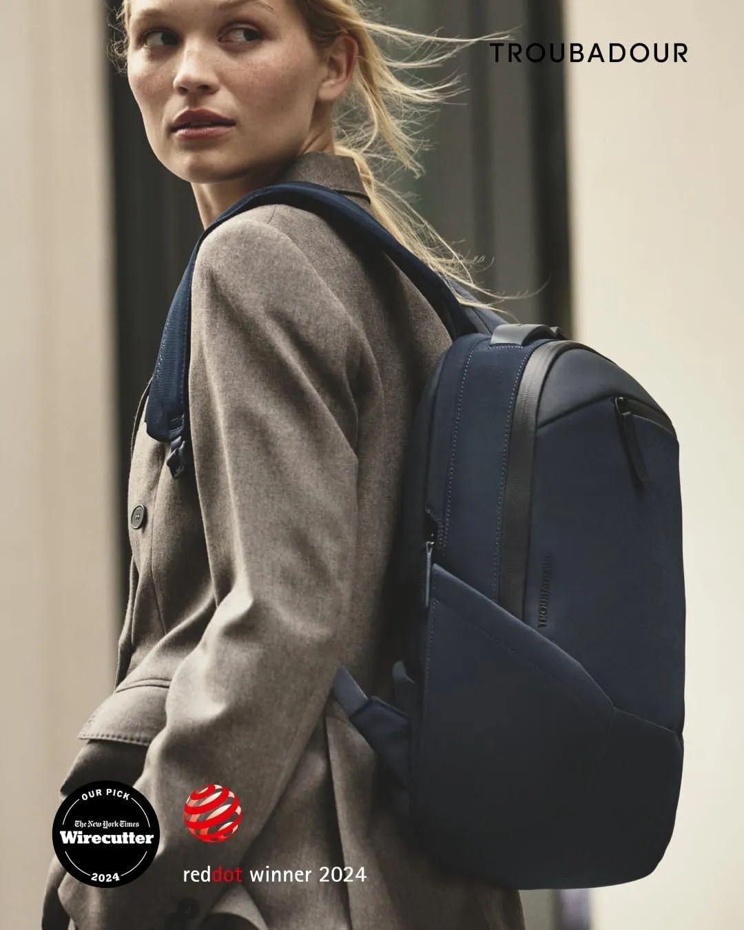 Troubadour Apex Compact Backpack 3.0 - Premium Waterproof Laptop Backpack Fits Up to 16" - Ergonomic Design for Work and Travel - Stylish Compact Backpack with 5-Year Guarantee - Navy