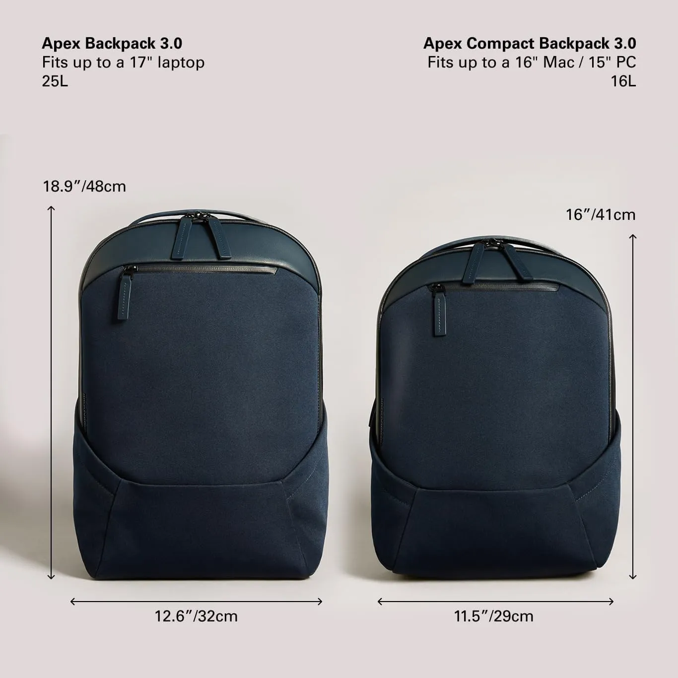 Troubadour Apex Compact Backpack 3.0 - Premium Waterproof Laptop Backpack Fits Up to 16" - Ergonomic Design for Work and Travel - Stylish Compact Backpack with 5-Year Guarantee - Navy