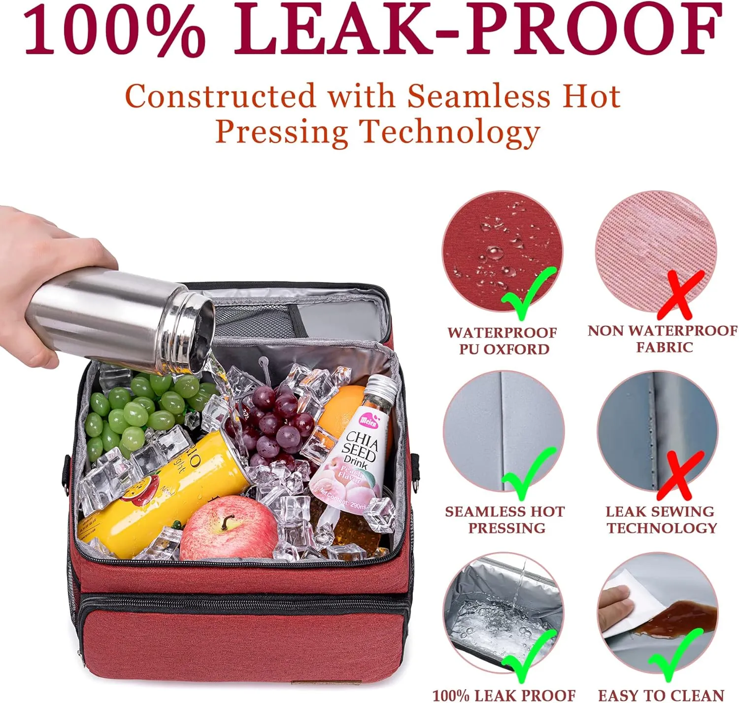 TuErcao Cooler Bag 24 Cans Leakproof Portable Collapsible Soft Cooler Small Ice Chest for Beach Camping Travel Cooler for Car, 15qt Lunch Box Cooler for Men Work Picnic
