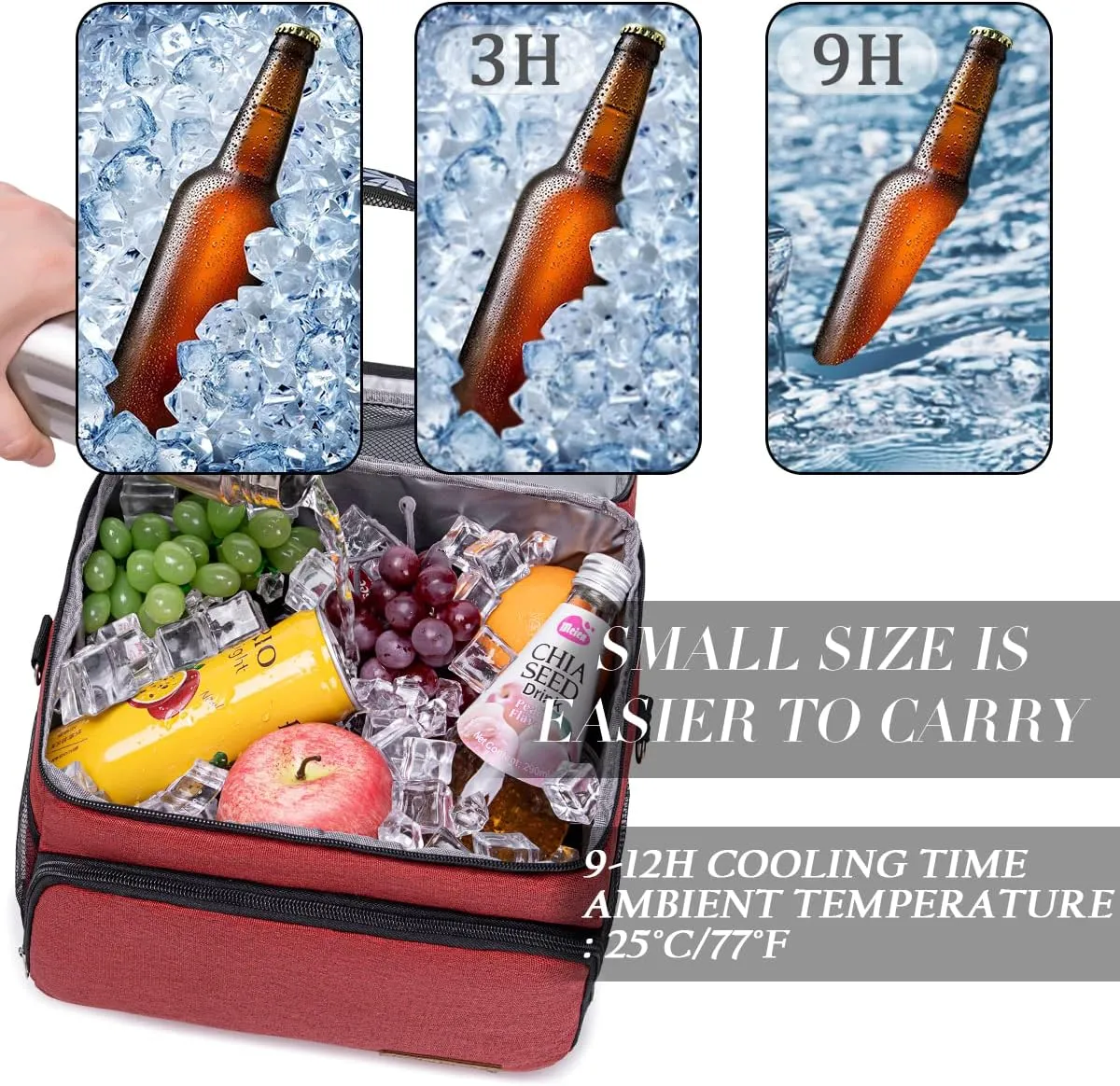 TuErcao Cooler Bag 24 Cans Leakproof Portable Collapsible Soft Cooler Small Ice Chest for Beach Camping Travel Cooler for Car, 15qt Lunch Box Cooler for Men Work Picnic