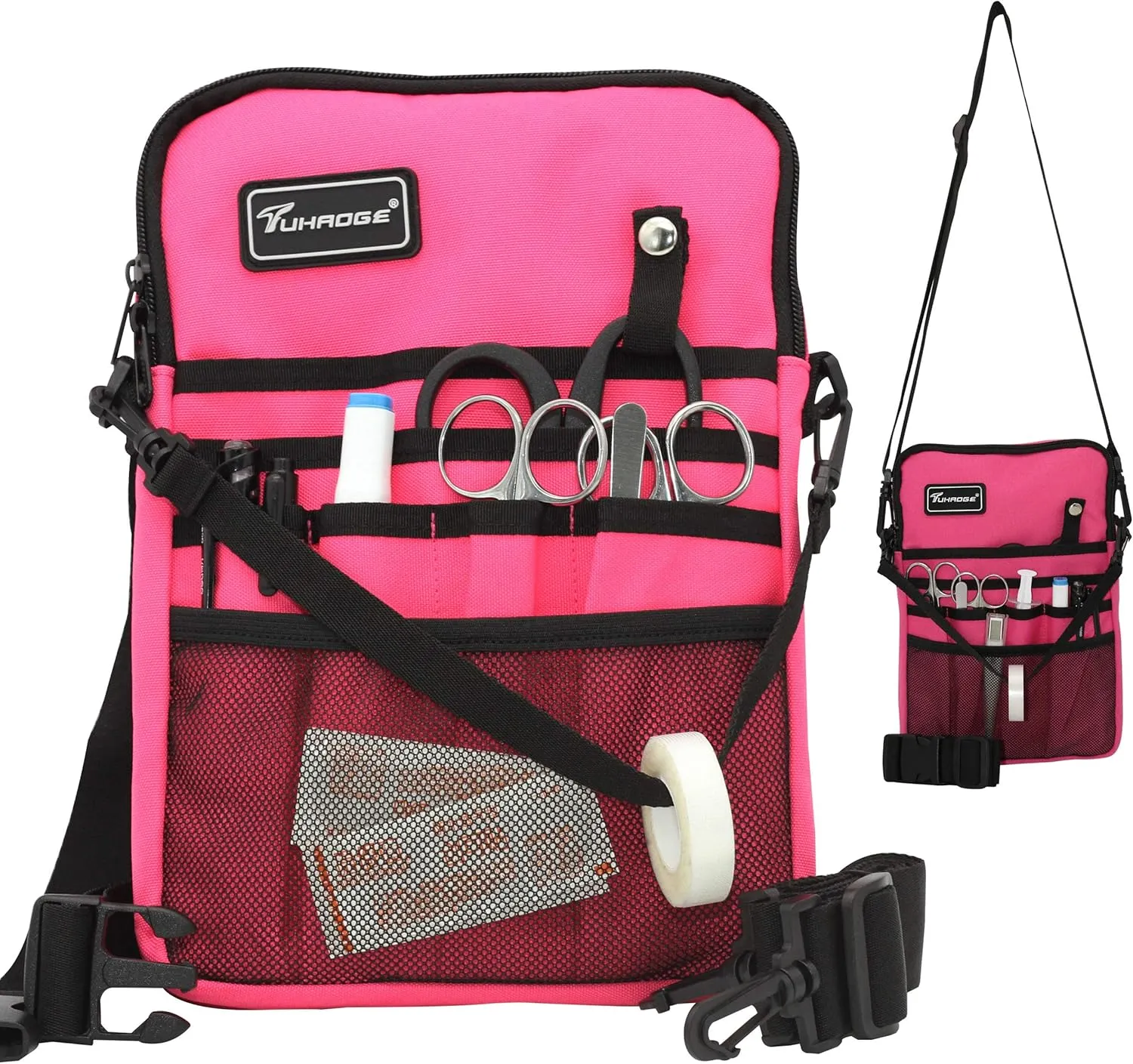 Tuhaoge Multifunctional Waist Bag Kit Practical Nurse Bag (Rose Red)