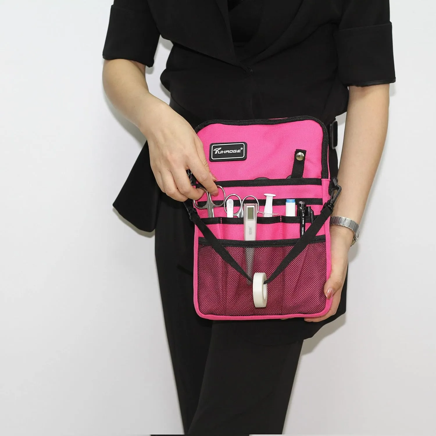 Tuhaoge Multifunctional Waist Bag Kit Practical Nurse Bag (Rose Red)