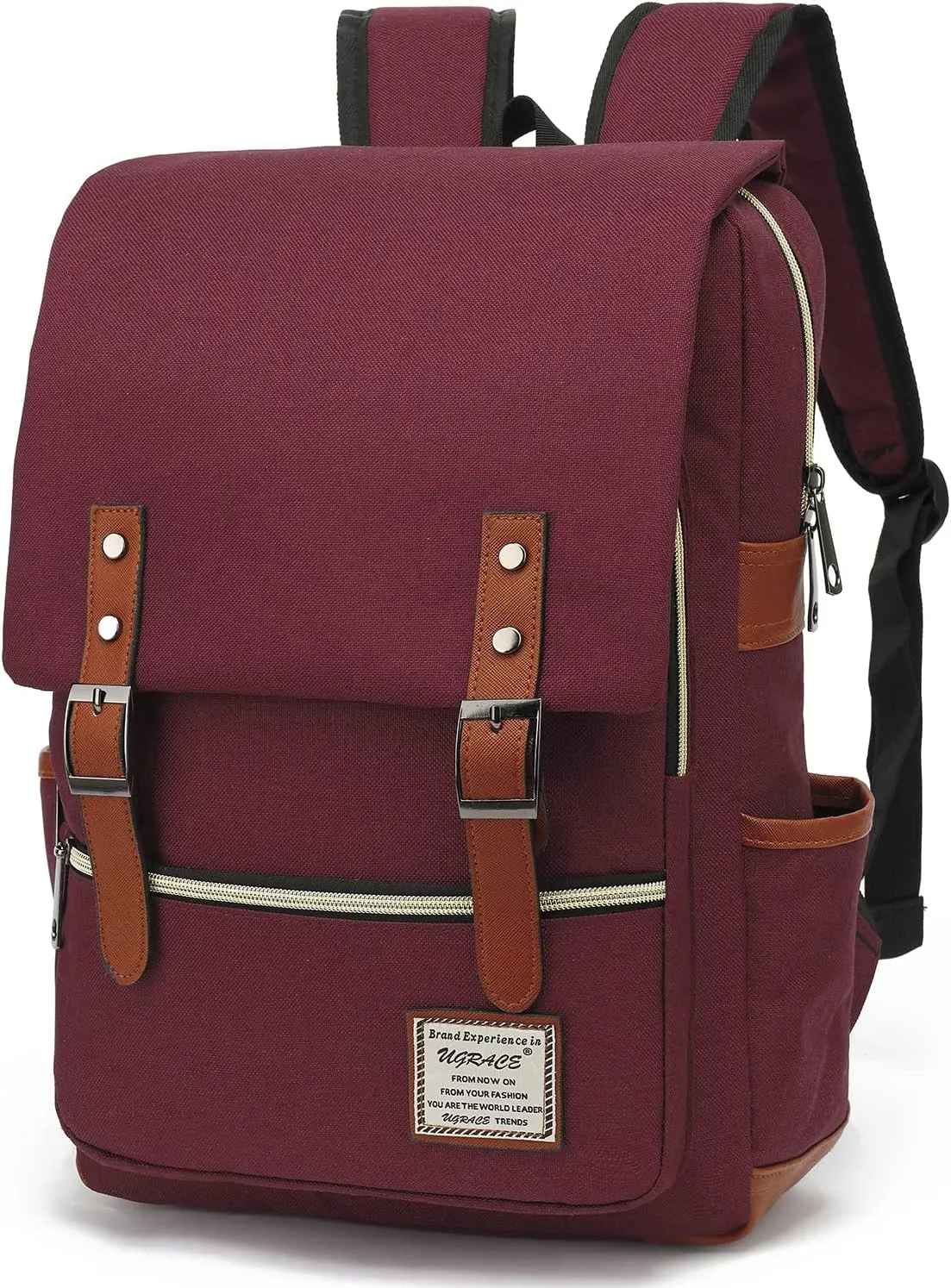 UGRACE Slim Business Laptop Backpack Casual Daypacks College Shoulder Bag for Men Women, Tear Resistant Unique Travelling Backpack Fits up to 15.6 Inch Laptop in Red