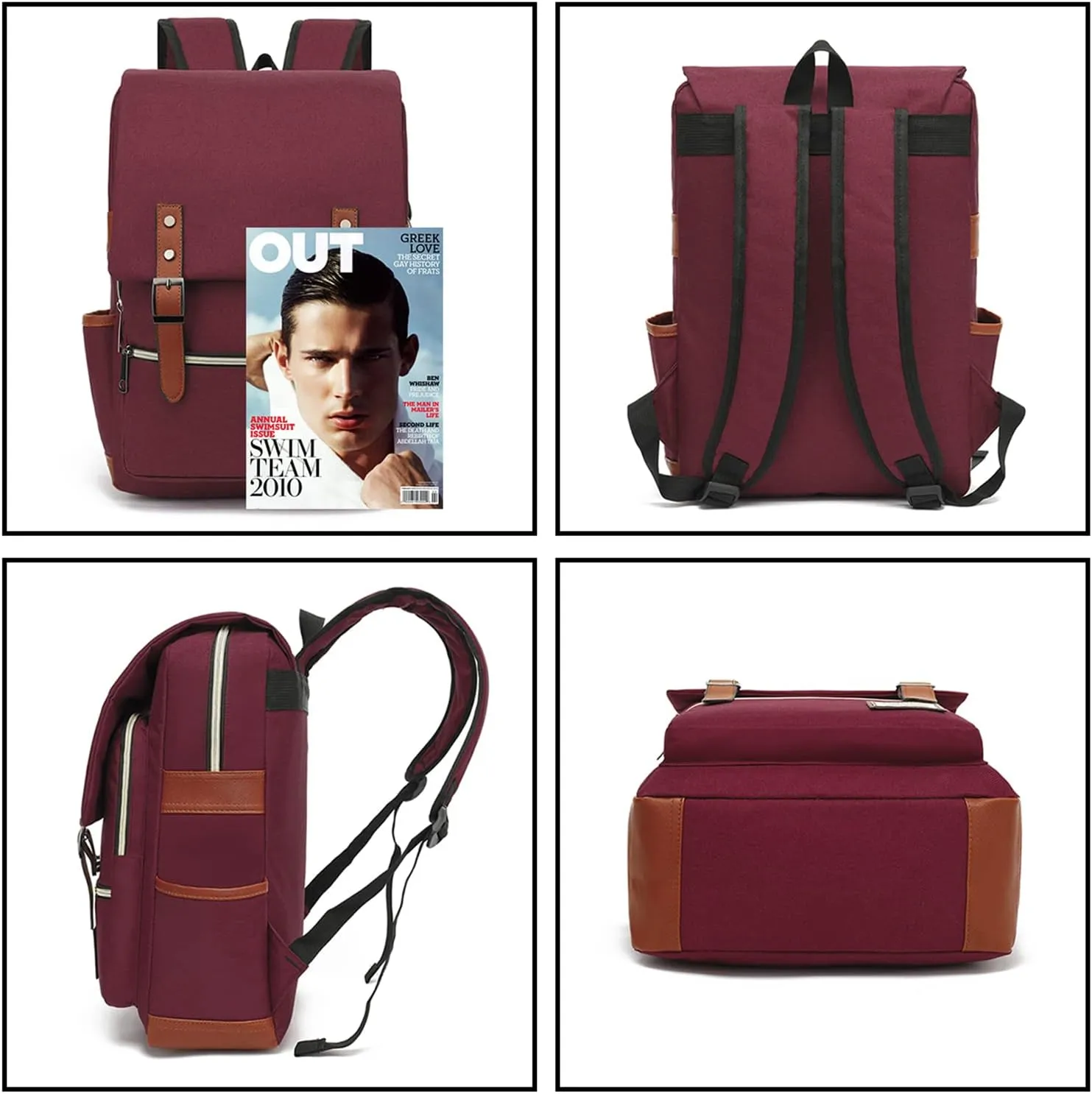 UGRACE Slim Business Laptop Backpack Casual Daypacks College Shoulder Bag for Men Women, Tear Resistant Unique Travelling Backpack Fits up to 15.6 Inch Laptop in Red