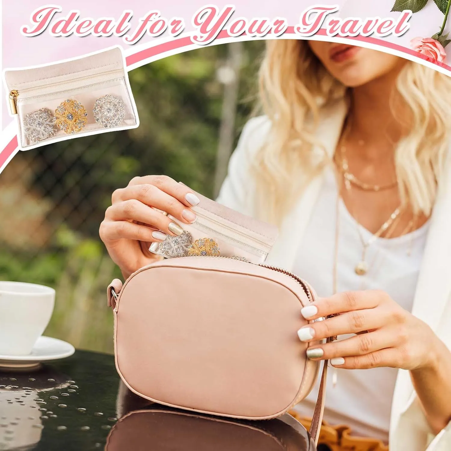 Uiifan 36 Pcs Travel Jewelry Bag Bulk Zipper Jewelry Pouch Flannel Portable Pocket Organizer for Necklace Earring Women Gift