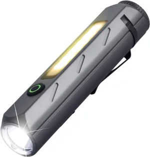 ULTRAFIRE Rechargeable LED Work Light Flashlight, 1400 High Lumens EDC Flashlight with Holster, 4 Modes Small Tactical Flashlight