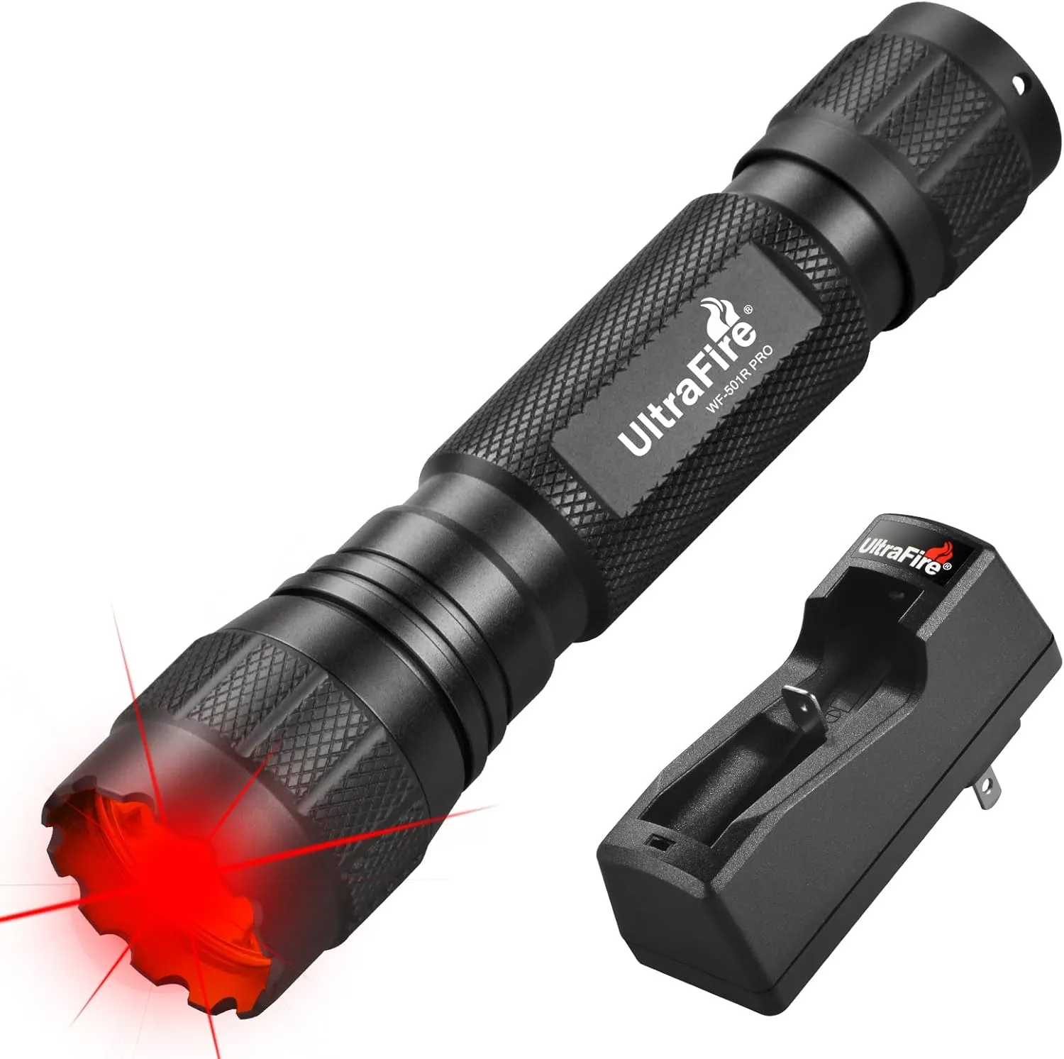 ULTRAFIRE Red LED Flashlight, 10W Single Mode Red Light Flashlight for Night, High Power Small Red Night Light for Astronomy, Aviation, Hunting, Night Observation WF-501R PRO