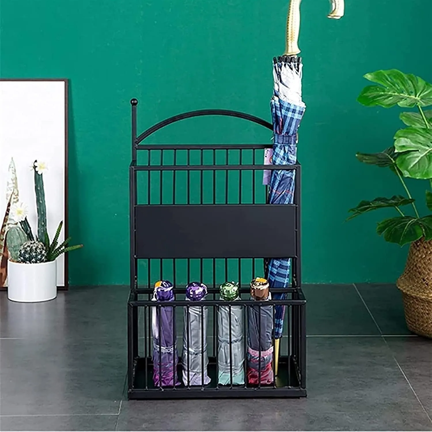 Umbrella Stands,Umbrella Metal Umbrella Stand with Drip Tray Umbrella Storage Rack Storage Bucket for Home Hotel Office Centrance Umbrella Rack/Black/36 * 25 * 60Cm
