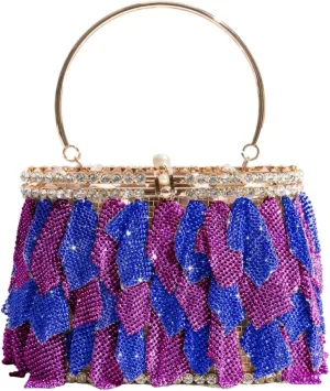 UMREN Women Rhinestone Evening Clutch Sparkly Top-Handle Bucket Bag Crystal Handbag Crossbody Bag for Cocktail Party Prom