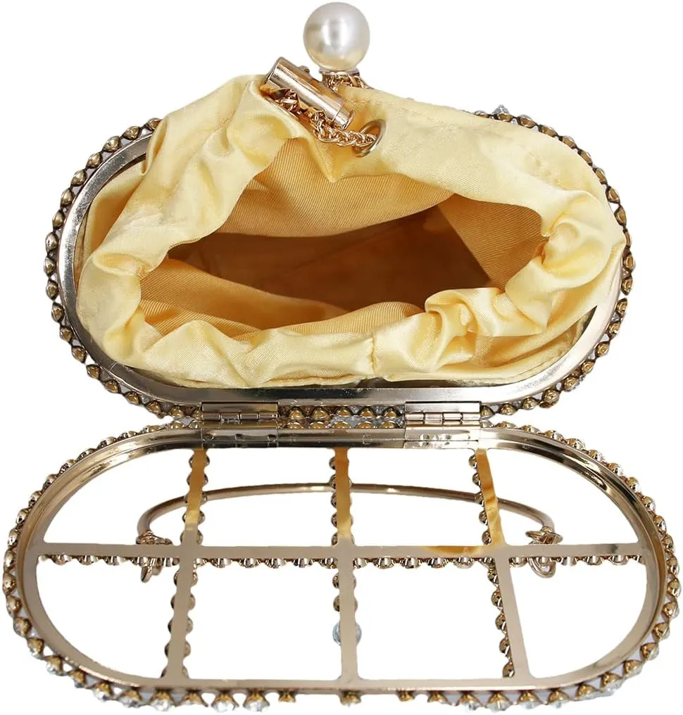 UMREN Women Rhinestone Evening Clutch Sparkly Top-Handle Bucket Bag Crystal Handbag Crossbody Bag for Cocktail Party Prom
