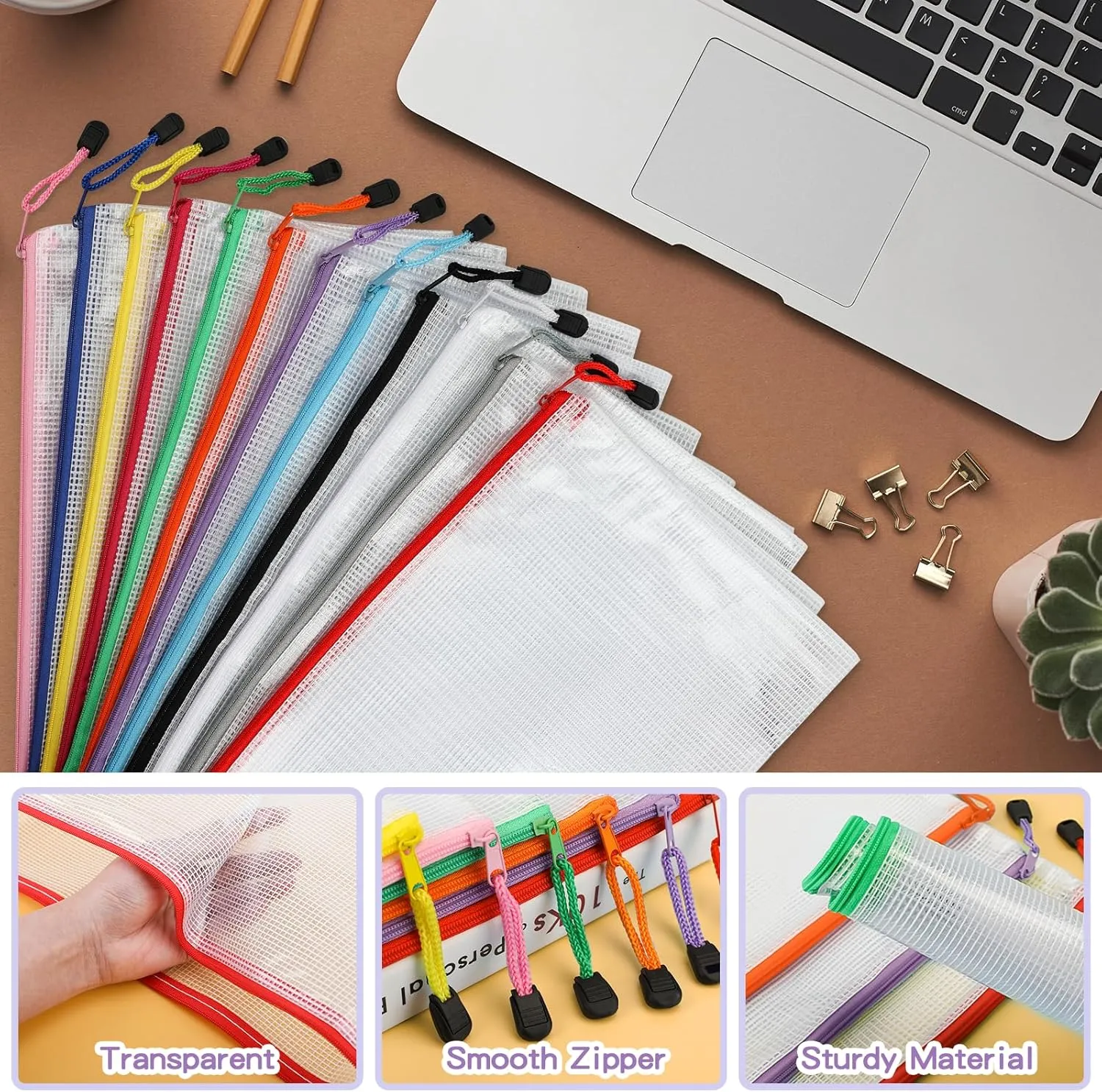 Umriox Zipper Pouch, 13.0x9.0 in (12 Colors, 36 Packs), Zipper Bags, Board Game Storage Bags, Clear Zipper Pouches for Puzzles, Games, Cross Stitch Projects and Classroom Supplies