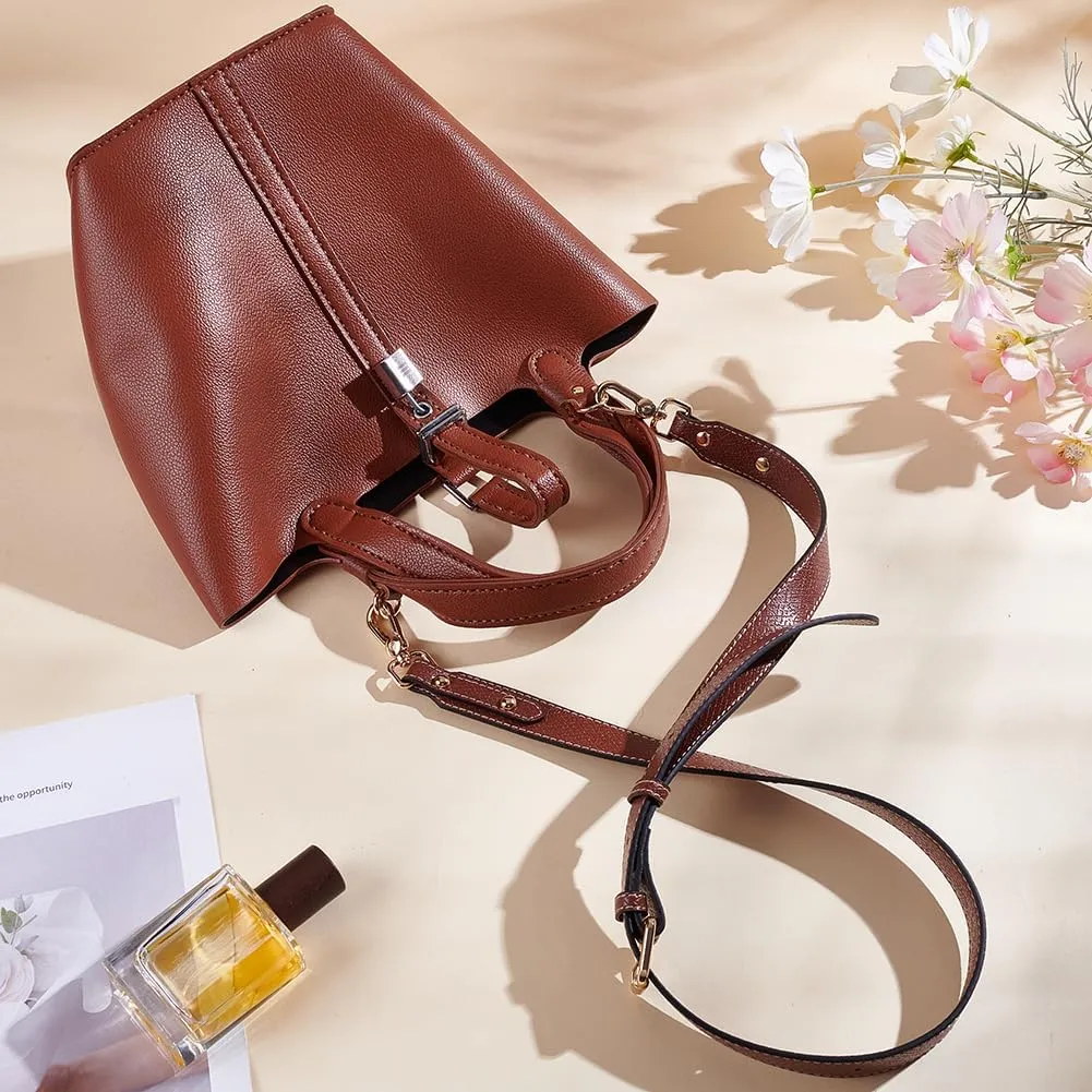 UNICRAFTALE 1Pcs Purse Straps Replacement PU Leather Purse Handle 31.2-42.9 inch Brown Shoulder Replacement with Alloy Swivel Clasps Strap Bag Handle Making Accessories for Clutch Handbag Decoration