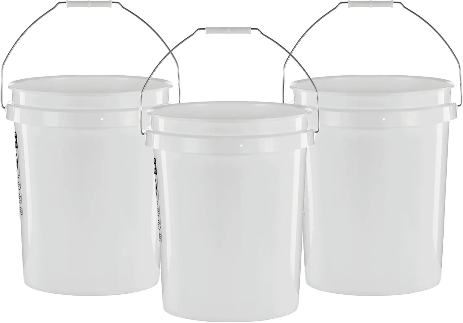 United Solutions 5 Gallon Bucket - 3 Pack, White, Heavy Duty BPA-Free Plastic Bucket, Comfortable Handle, Easy to Clean, Perfect for on The Job, Home Improvement, or Household Cleaning