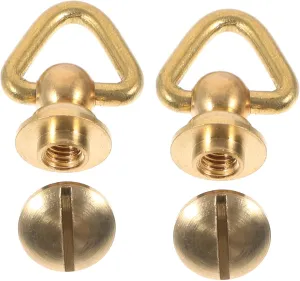 Uonlytech Metal Triangle Rivets for Leather 2pcs Monk Nail Purse Strap Hardware Brass Rivets