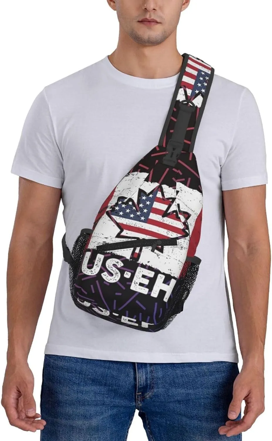 Us Eh America And Canada Small Crossbody Backpack Sling Bag For Men Women Mini One Shoulder Chest Bags Gym Sport Travel Hiking Daypack