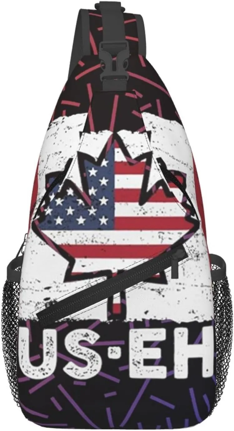Us Eh America And Canada Small Crossbody Backpack Sling Bag For Men Women Mini One Shoulder Chest Bags Gym Sport Travel Hiking Daypack