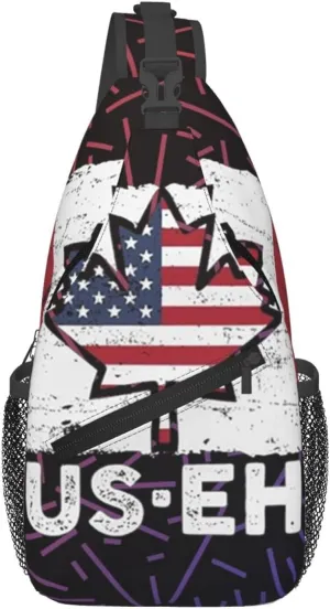 Us Eh America And Canada Small Crossbody Backpack Sling Bag For Men Women Mini One Shoulder Chest Bags Gym Sport Travel Hiking Daypack