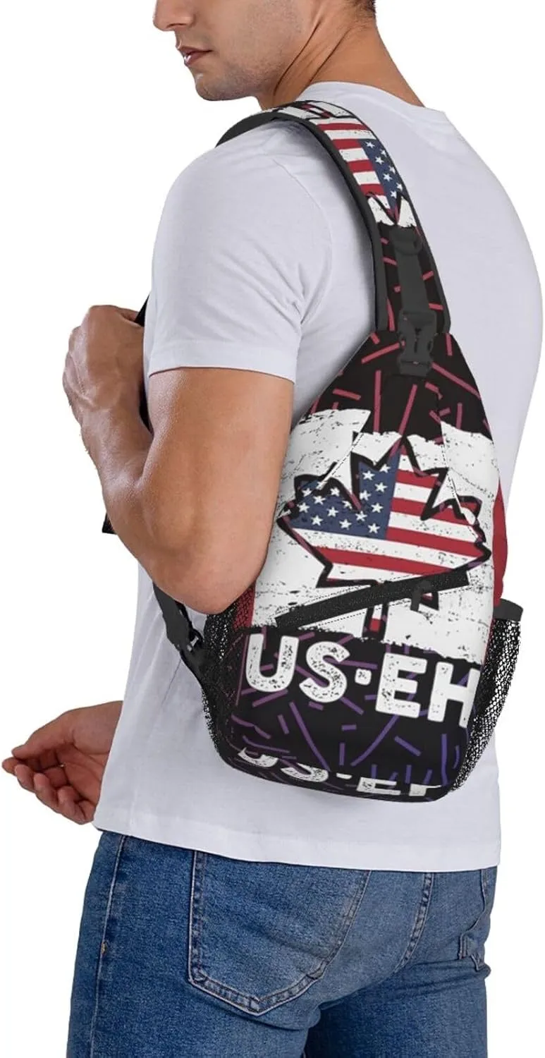 Us Eh America And Canada Small Crossbody Backpack Sling Bag For Men Women Mini One Shoulder Chest Bags Gym Sport Travel Hiking Daypack
