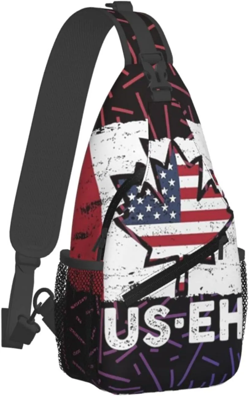 Us Eh America And Canada Small Crossbody Backpack Sling Bag For Men Women Mini One Shoulder Chest Bags Gym Sport Travel Hiking Daypack