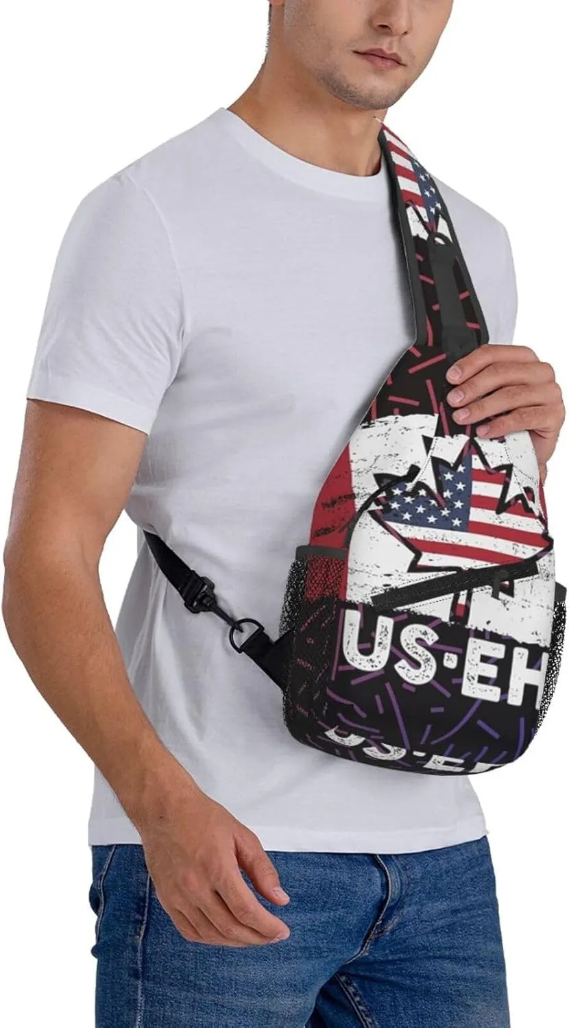 Us Eh America And Canada Small Crossbody Backpack Sling Bag For Men Women Mini One Shoulder Chest Bags Gym Sport Travel Hiking Daypack