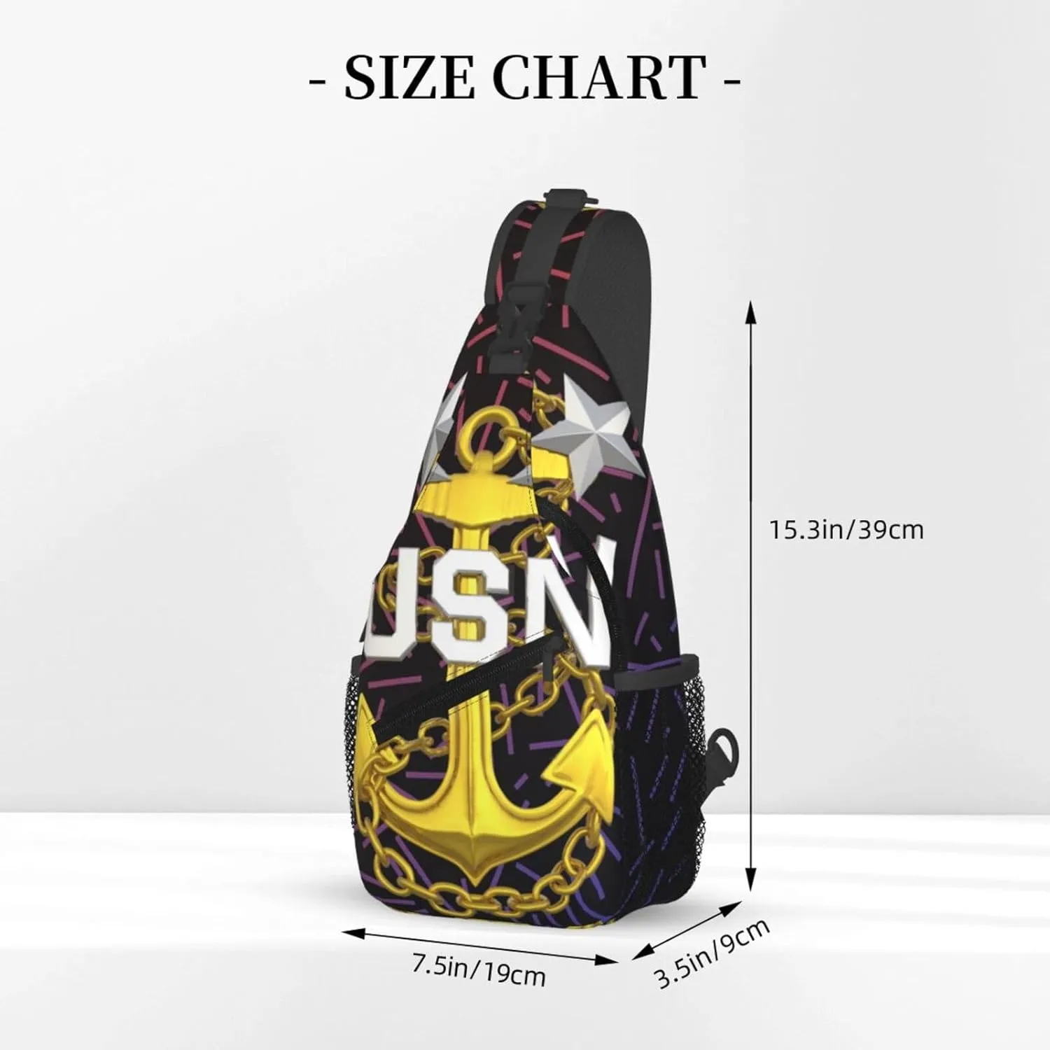 Us Nav-Y Master Chief Petty Officer Crossbody For Men Women Sling Chest Bag Shoulder Bag Lightweight One Strap Backpack Multipurpose Travel Hiking Daypack
